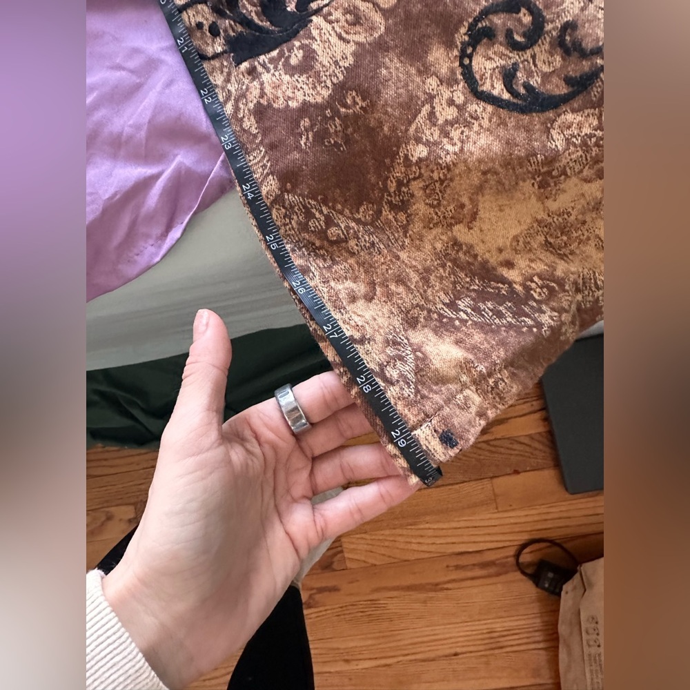 Sharagamo Y2K Brown Velvet Low Rise Flare Pants Baroque Boho 2000s - Picture 7 of 8